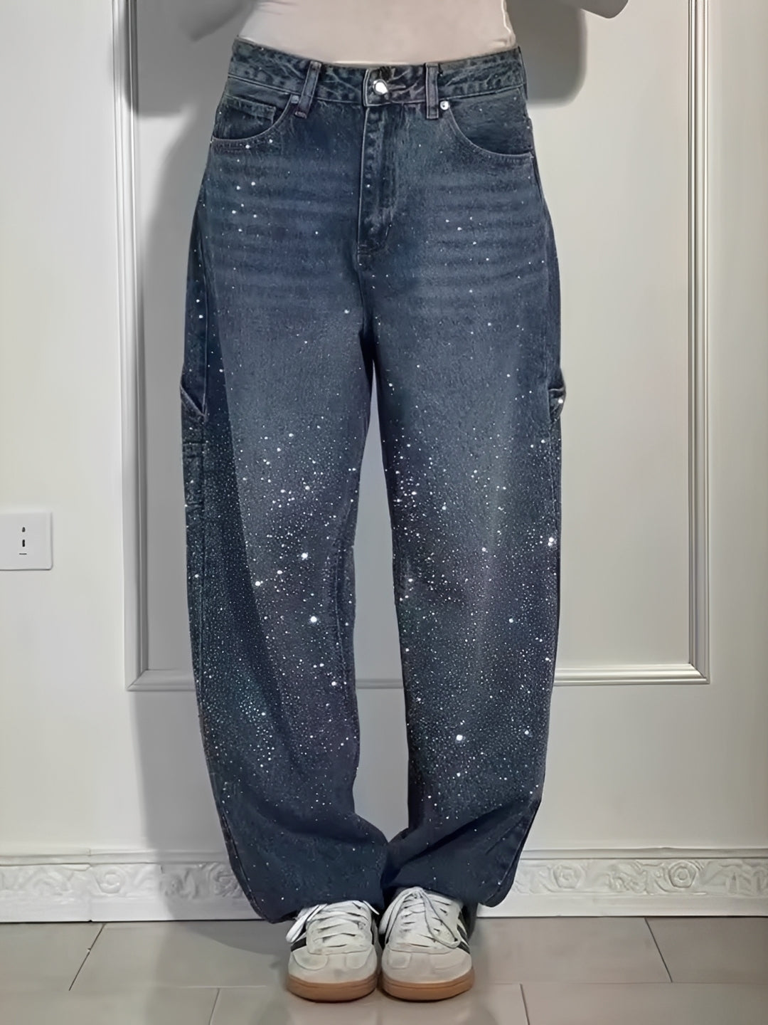 Sami - Schicke Glitzer-Jeans mit weitem Bein