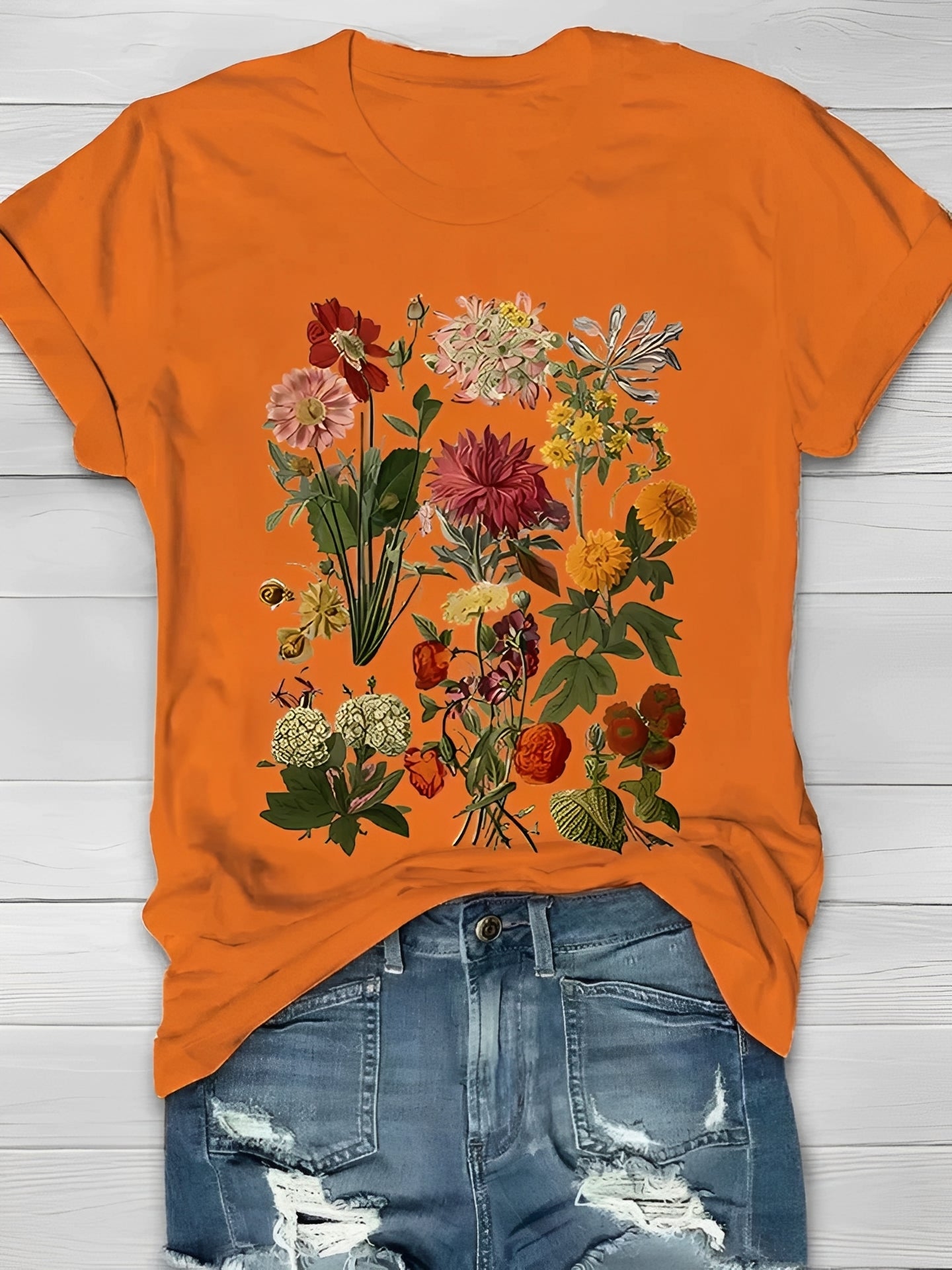 Annalise - Damen-T-Shirt mit stilvollem Blumenmotiv