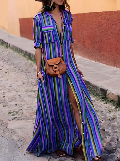 Samara - Elegantes gestreiftes Maxikleid