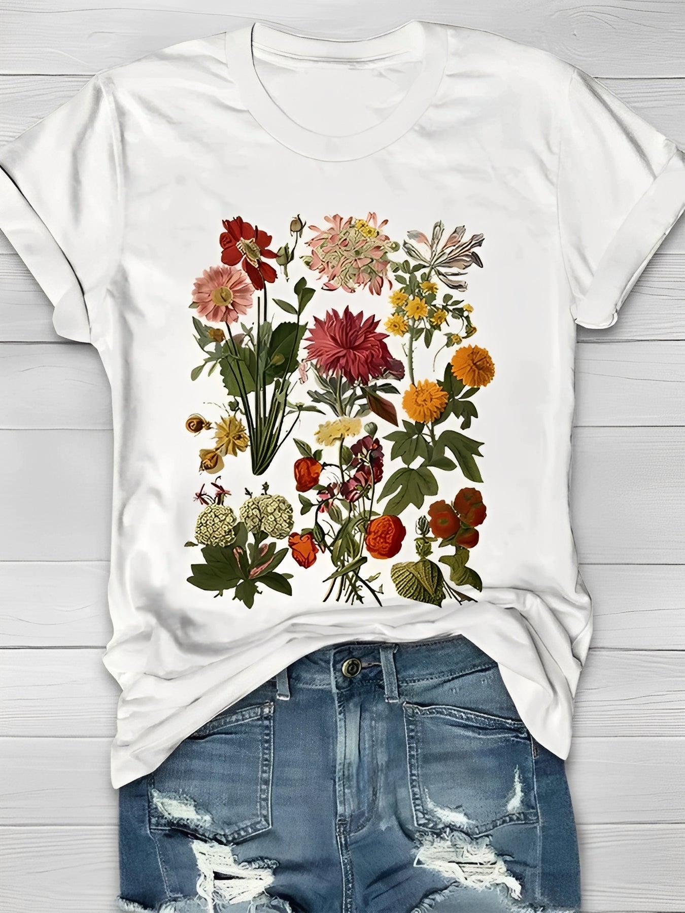 Annalise - Damen-T-Shirt mit stilvollem Blumenmotiv