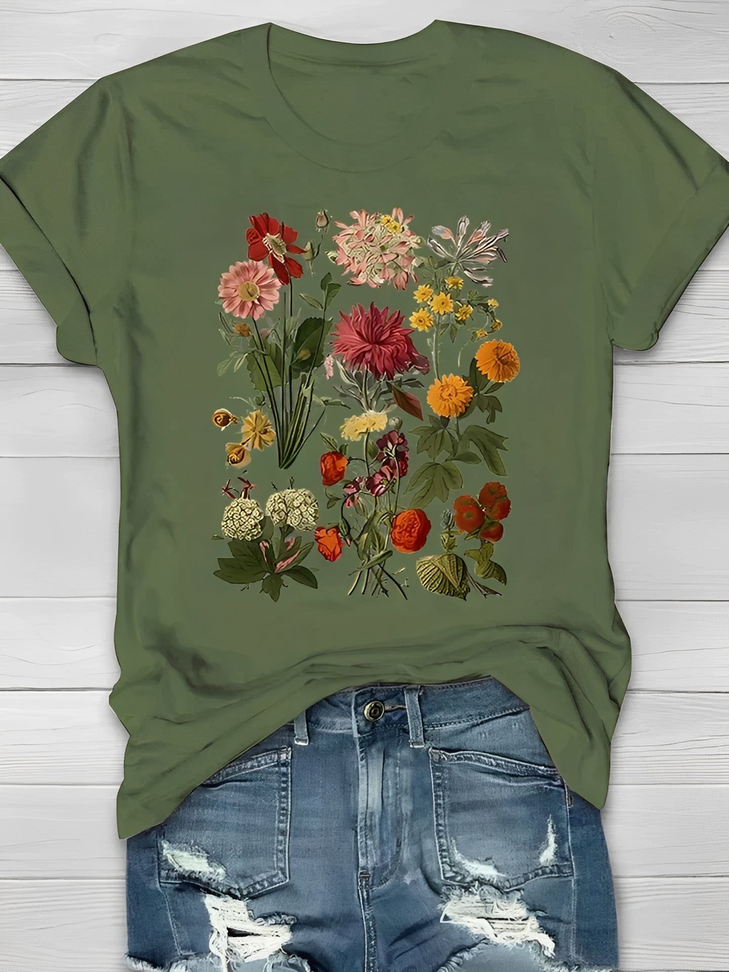 Annalise - Damen-T-Shirt mit stilvollem Blumenmotiv