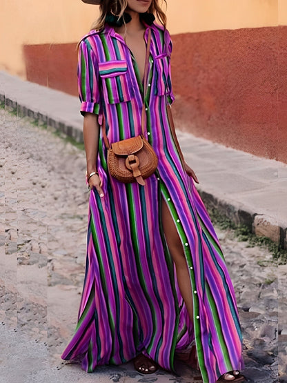 Samara - Elegantes gestreiftes Maxikleid