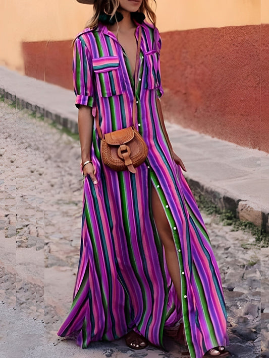 Samara - Elegantes gestreiftes Maxikleid