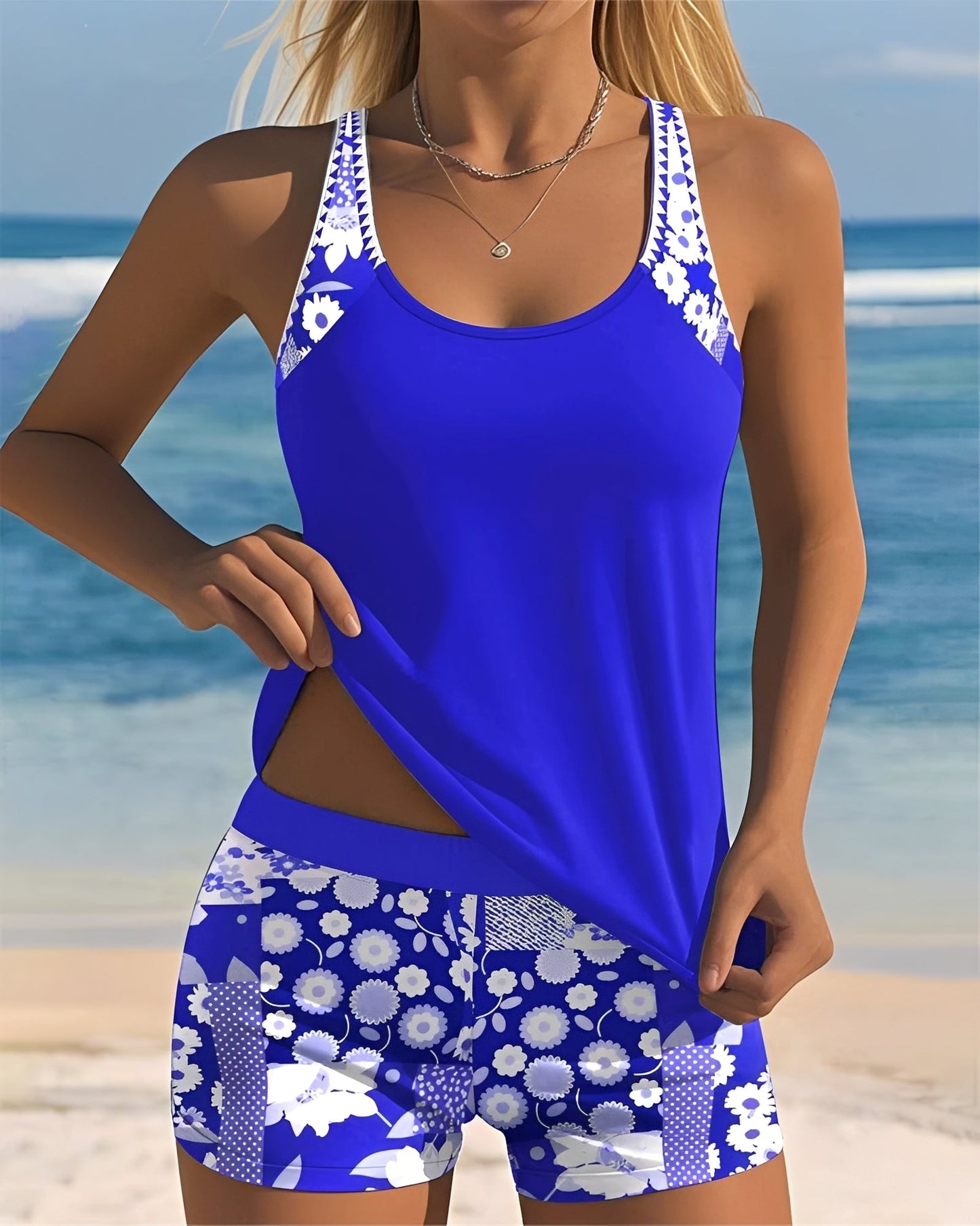 Annie - Elegantes Tankini-Badeanzug-Set mit Muster für Damen